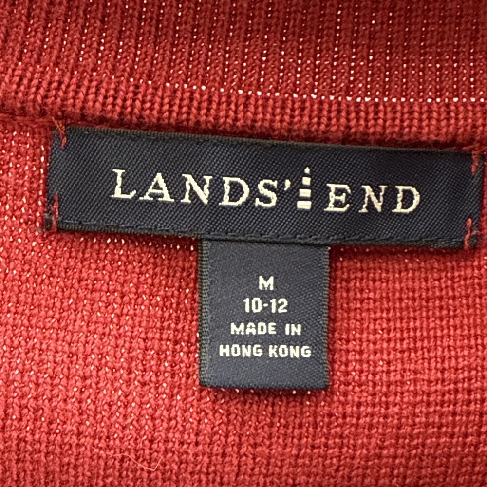 Lands'‎ End M 10/12 Red Jacket/Sweater Cotton Pockets Buttons Collar - Picture 5 of 9